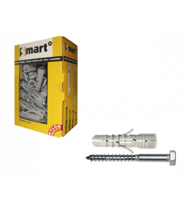 plug nylon grijs+schroef ZSK *  6,0x 80 Zn nylon plug 10,0x50  (25 st )