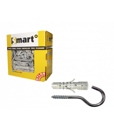 plug nylon grijs+schroefhaak *  6,0x 55 Zn nylon plug 10,0x50  (20 st )