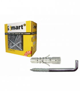 plug nylon grijs+schroefduim *  8,0x 70 Zn nylon plug...