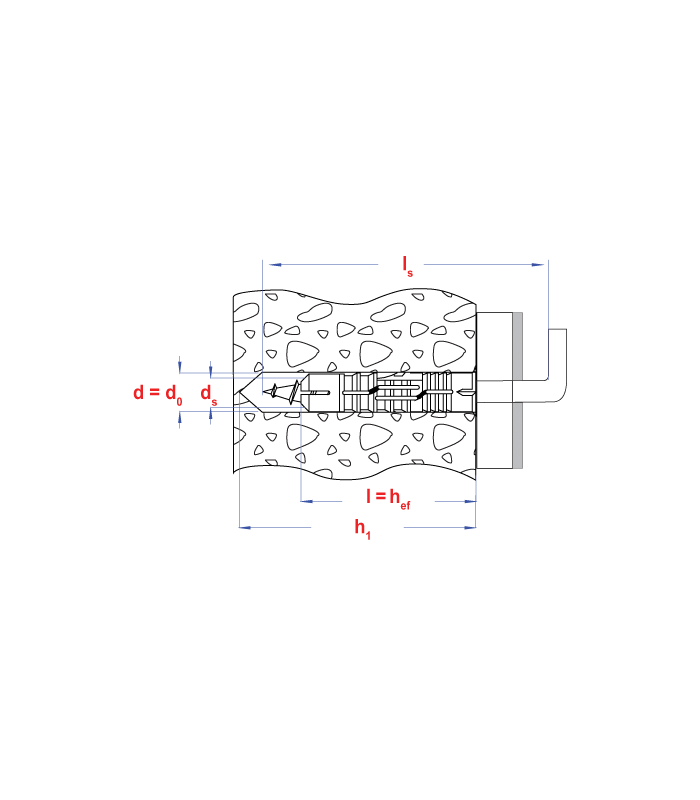 plug nylon grijs+schroefduim *  8,0x 70 Zn...