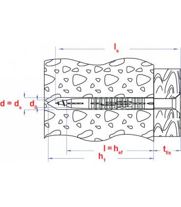 plug nylon grijs+schroef VK *  6,0x120 Zn nylon plug 8,0x60 - CE/ETA approved  (15 st )
