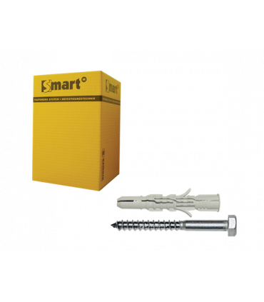 plug nylon grijs+schroef ZSK *  8,0x120 Zn nylon plug 10,0x70 - CE/ETA approved  (10 st )