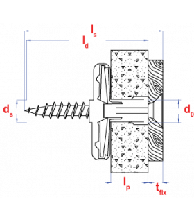Nylon hollewandplug PCA + schroef vzk 8,00x40  - schroef:... 2