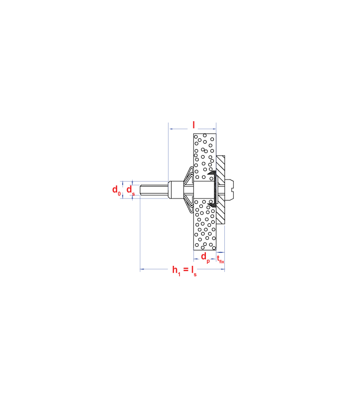 Metalen hollewandplug + schroef  * M  4x46 Zn...