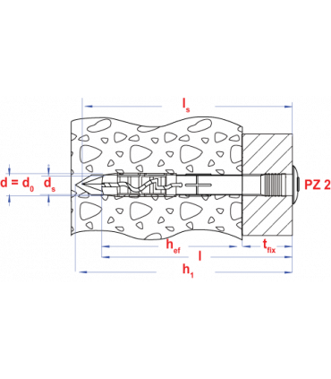 Nagelplug halfbolle kop * 6,00x40 N CE/ETA gekeurd  (100 st )