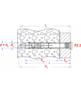Nagelplug met cilinder boord * 6x80 in gesloten  - CE/ETA... 2