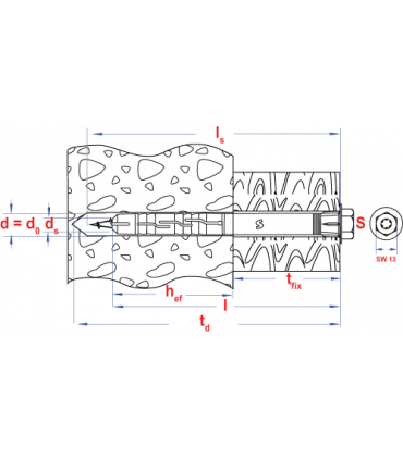 Raamplug met zeskantschroef T40 * 10x140 Zn schroef SW13 met flens onder de kop, gehard CE/ETA approved  (50 st )