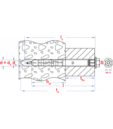 Raamplug cilinder boord zskschr.T40 * 10x140 Inox schroef SW13 met flens onder de kop, gehard CE/ETA approved  (50 st )