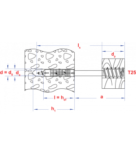 Afstandschroef T-drive T25 * 6x80 Zn (20) gehard staal... 2