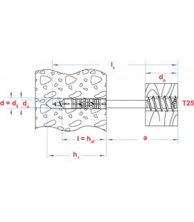 Afstandschroef T-drive T25 * 6,00x150 Zn (45)   (50 st ) 2