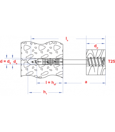 Afstandschroef T-drive T25 * 6,00x180 Zn (45)   (50 st )