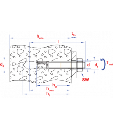 Keilanker  SMK M 12x128,00x220 Zn/ETA opt.7 Gemonteerd met rondel en moer   (50 st )