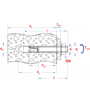 Keilanker  S-KA M 12x50,00x148 Zn ETA 1 voor gescheurd beton  Seismische keuring categorie C1 (20 st )