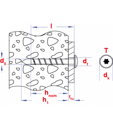 betonschroef S-BSP 5x5,00x40 Zn (T30) met panhead  ETA optie 1 voor gescheurd beton (100 st )