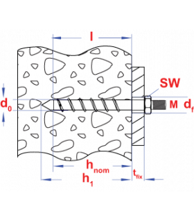 betonschroef S-BSB 6x60,00x95 Zn stokanker zsk kop +... 2