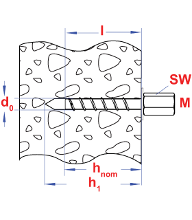 betonschroef S-BSI 6x35 Zn (M8/M10) Binnendraadanker... 2