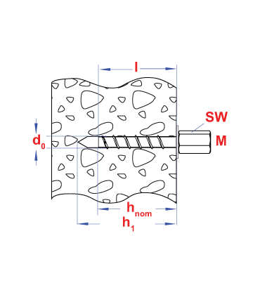 betonschroef S-BSI 6x55 Zn (M8/M10) Binnendraadanker metrische draad  -ETA optie 1 voor gescheurd beton (50 st )