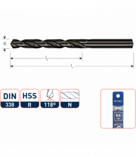 ROTEC HSS-R Spiraalboor DIN 338N gewalst   5,0 mm /...