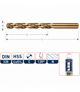 ROTEC HSS-Co5 Spiraalboor DIN 338 Cobalt splitpoint  5,0...