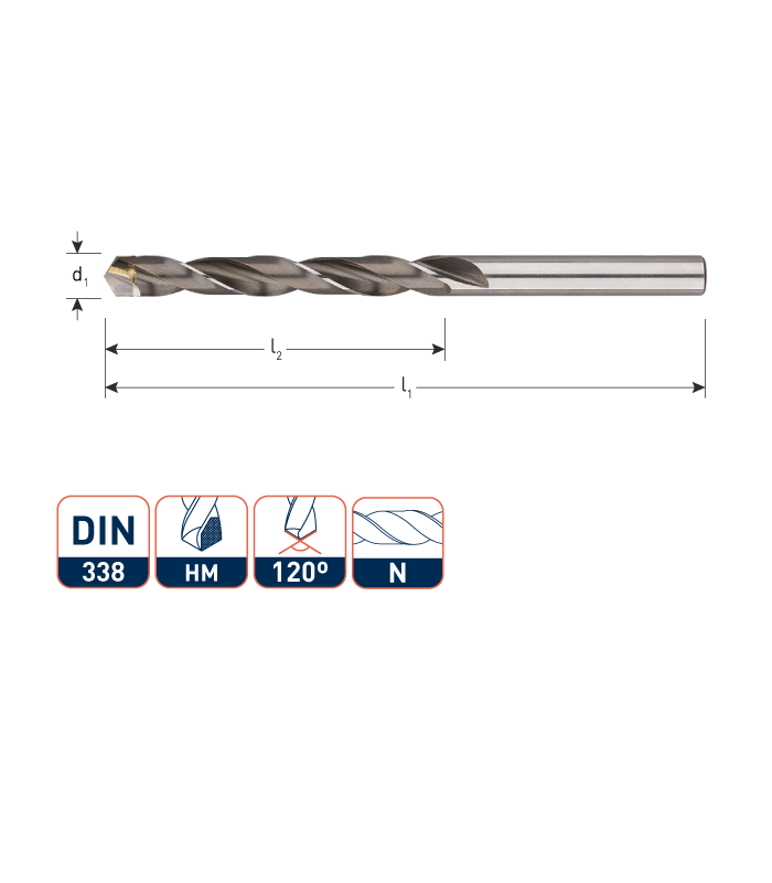 HSS Spiraalboor DIN 338 N met HM snijkant   2,7 mm per 1