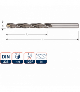 HSS Spiraalboor DIN 338 N met HM snijkant   7,8 mm per 1