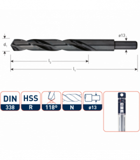 ROTEC HSS Spiraalboor DIN 338 (schacht-13) 13,5 mm per 1