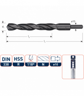 ROTEC HSS Spiraalboor DIN 338 (Schacht-10) 13,0 mm per 1