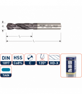 Werkö HSS-Co8 Spiraalb. DIN 1897 N-HD TiAlN  9,20 mm per 1