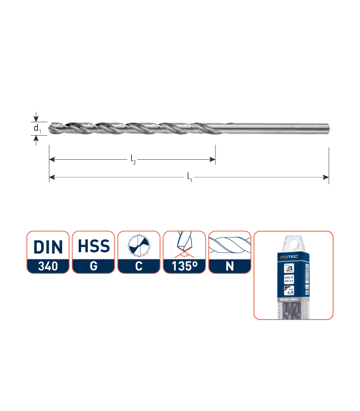 HSS-G Spiraalboor DIN 340 splitpoint  3,2x106 mm per 10