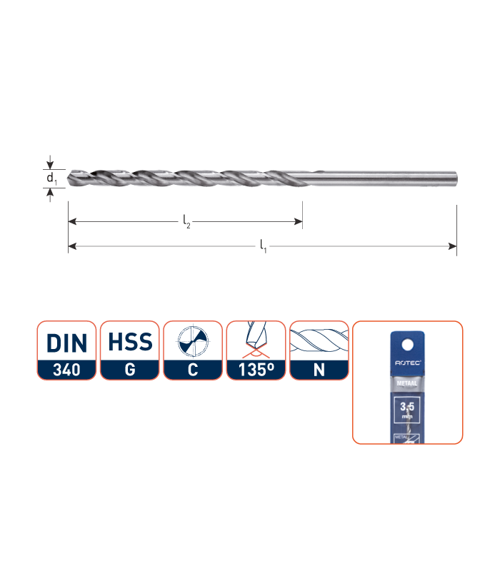 HSS-G Spiraalboor DIN 340 splitpoint  3,2x106...