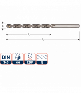 HSS Spiraalboor DIN 340 N met HM snijkant   5,6 x139 mm...