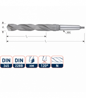 HSS DIN345N  HM snijkant  13,0 mm per 0