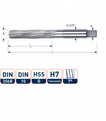 ROTEC HSS Handruimer DIN 206B H7  19,0 mm per 1