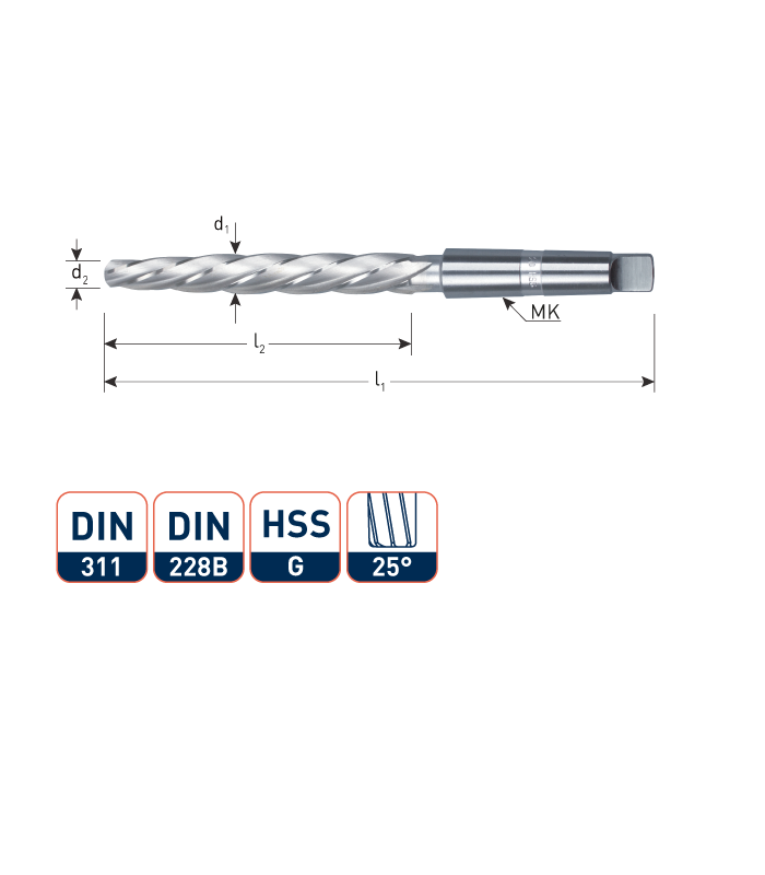 ROTEC HSS MK-Klinknagelgatruimer DIN 311  22,0 mm per 1