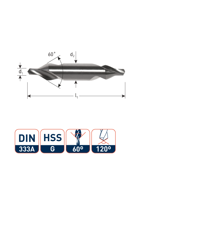HSS Centreerboor DIN 333A  1,25 mm per 0