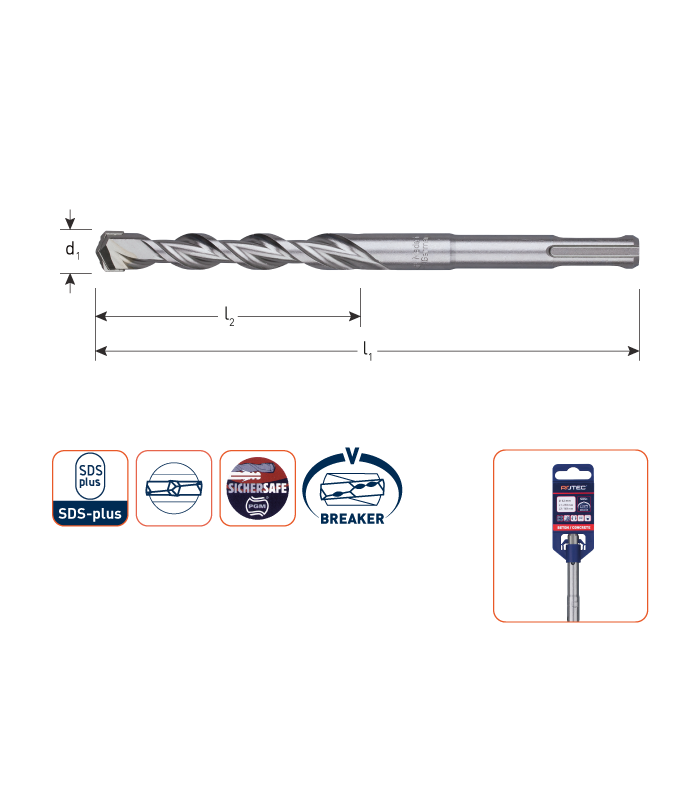 Hamerboor SDS+ V-Breaker  4,0x 50/110 mm per 0