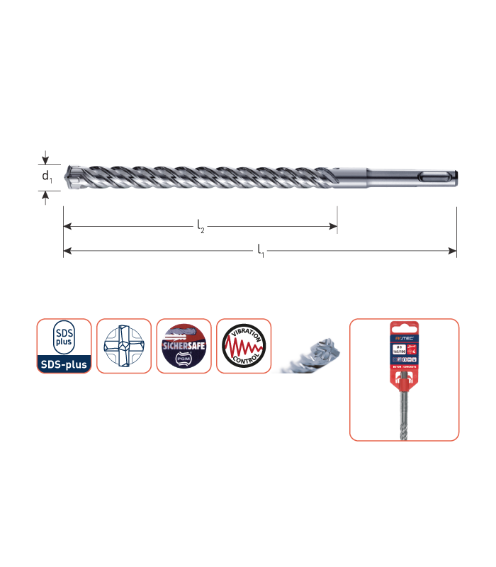 Hamerboor SDS+ 4-snijder  9,0x100/160 mm per 0