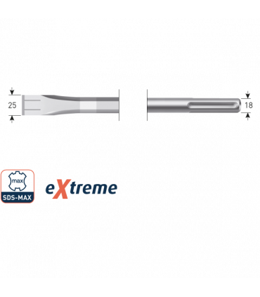 SDS-MAX Platte beitel  Extreme 25x280 mm per 1