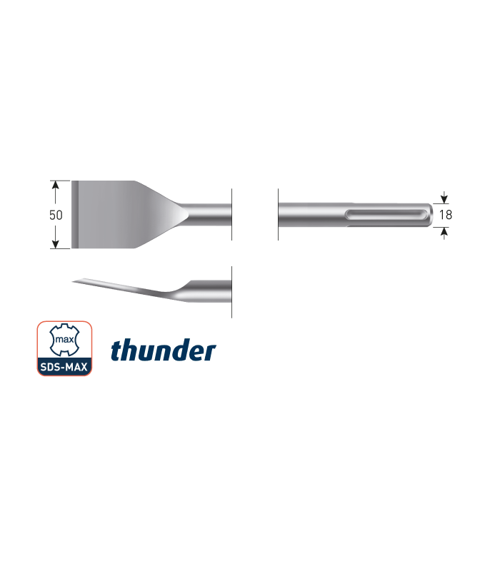 SDS-MAX Spadebeitel Thunder (dun) gebogen...