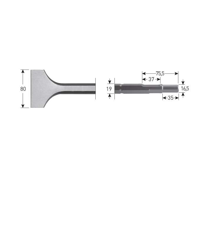 6-kant Spadebeitel  80x300 mm 6-kant19,0...
