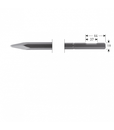 6-kant Puntbeitel   400mm    6-kant19,0 met uitsparing per 1
