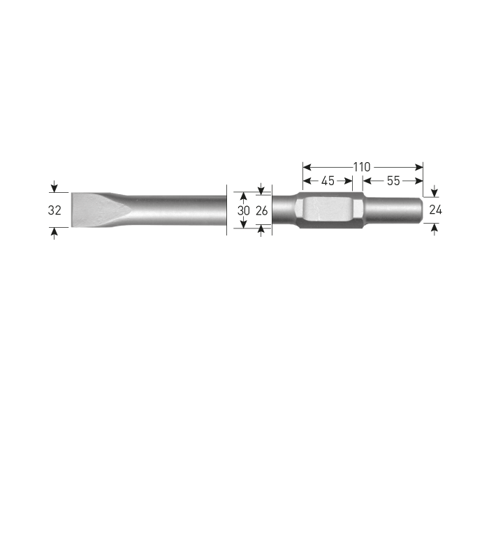 6-kant Plattebeitel    32x400mm  6-kant30,0...