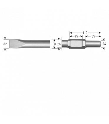 6-kant Plattebeitel    32x400mm  6-kant30,0 /24x55mm per 1