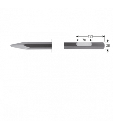 6-kant Puntbeitel         400mm  6-kant28,0 met uitsparing per 1