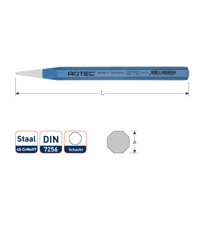 Puntbeitel 8-kantig DIN 7256  14x200 mm per 1