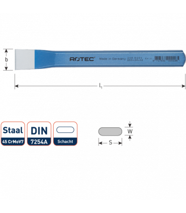 Breekbeitel vlak-ovaal DIN 7254-A  33x800mm per 1