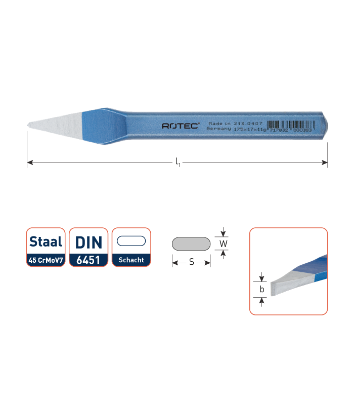Ritsbeitel vlak-ovaal DIN 6451  9x250 mm per 1