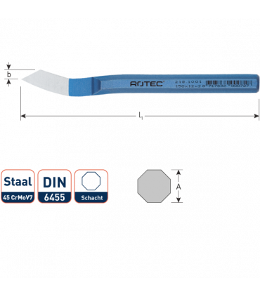 Groefbeitel 8 kantig DIN 6455  6x150 mm per 1