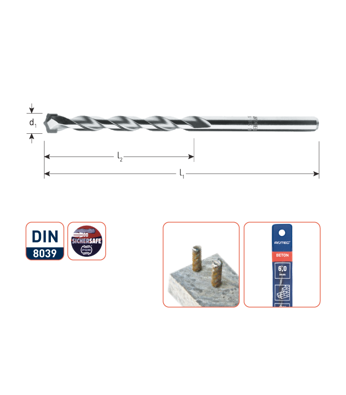 Super-betonboor   6,0x 60/100 mm per 0