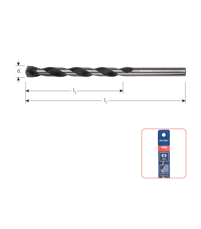 Steen/betonboor  10,0x450/600 mm per 0